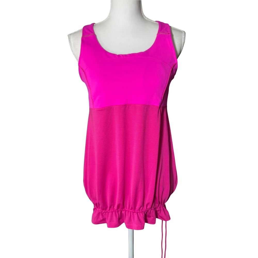 Athleta Skills & Drills Pink Solid/Striped Racerback Tank Top  Padded Size Large